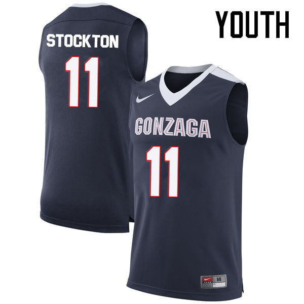 Youth #11 David Stockton Gonzaga Bulldogs College Basketball Jerseys-Navy